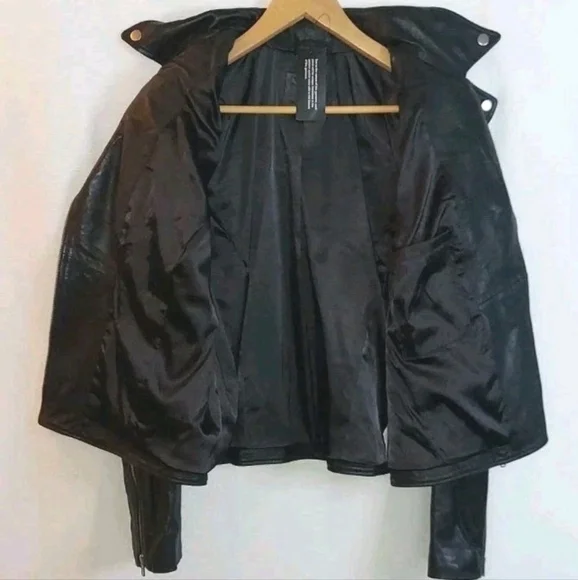 American Leather Co. Sz 16 Soft Leather Moto Jacket Black QVC Retail $319 - Picture 5 of 15